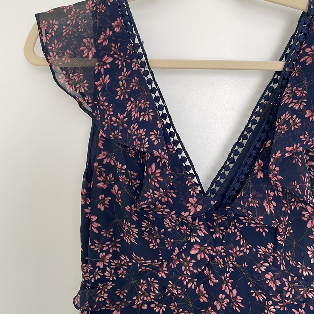 Lulus Darling Daydream Navy Blue Floral Print Ruffled Maxi Dress - Picture 4 of 5